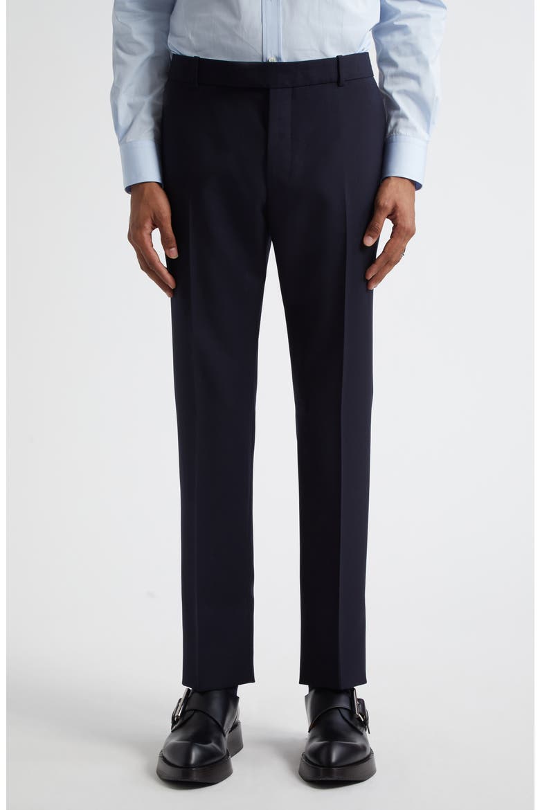 Low Rise Wool Cigarette Trousers, Main, color, NAVY