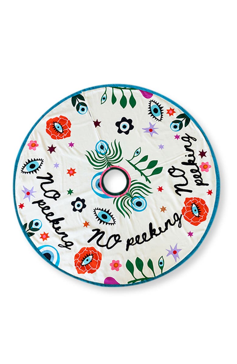 Furbish Embroidered Tree Skirt, Main, color, No Peeking