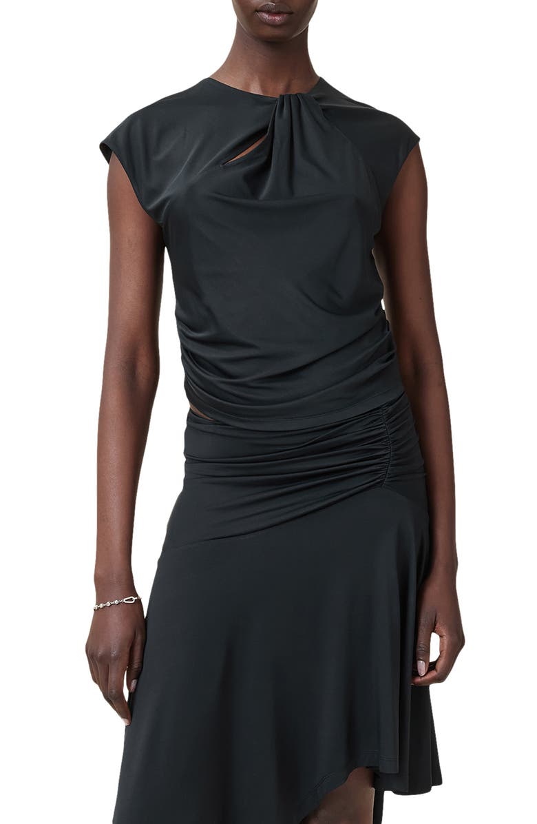 AllSaints Annalie Twist Neck Cutout Top, Main, color,