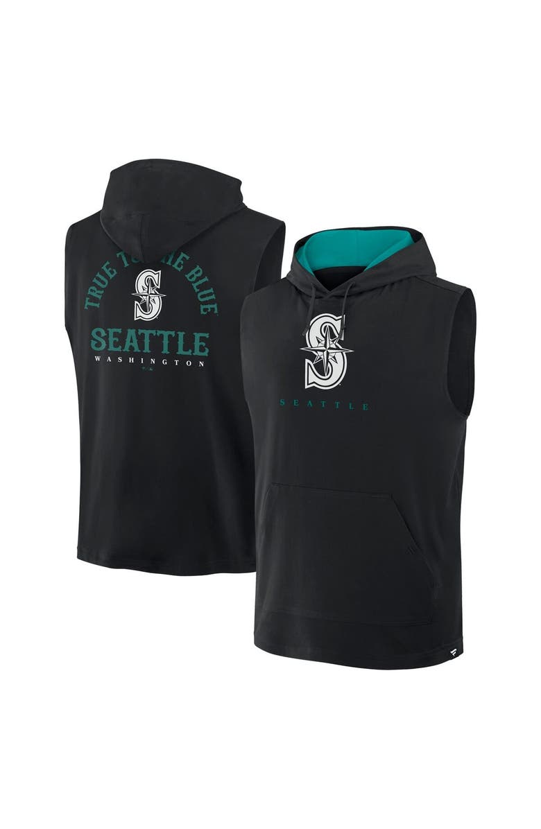 FANATICS Men's Fanatics Black Seattle Mariners Fire Speed Sleeveless Pullover Hoodie, Main, color,
