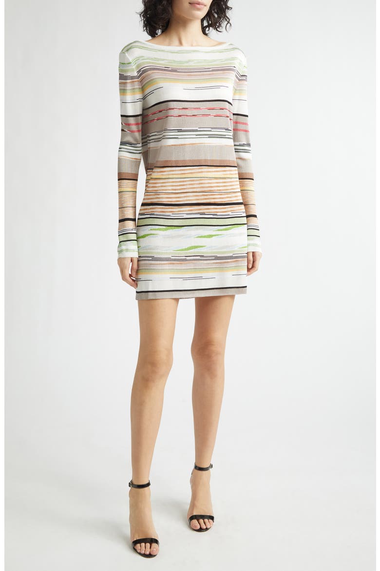 Flame Space Dye Stripe Minidress, Alternate, color, GREEN BROWN TONES