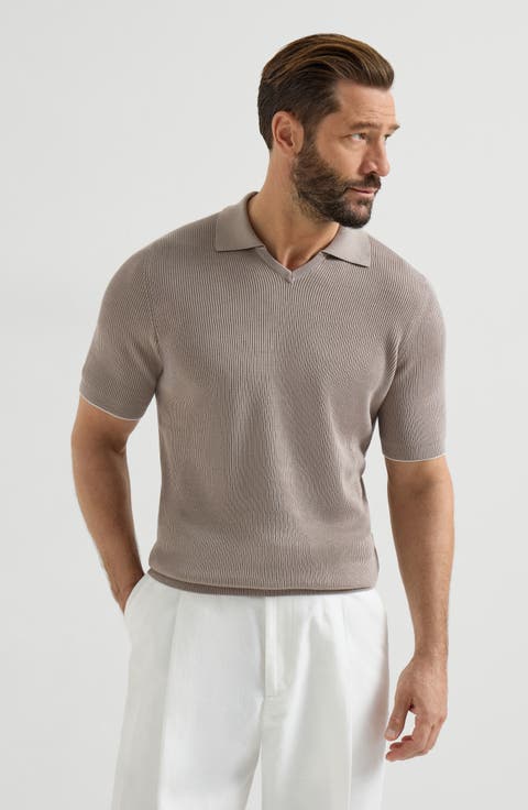 Cotton English rib knit polo