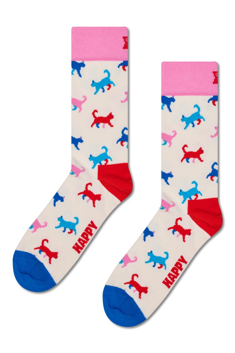 Kitten Love Crew Socks, Alternate, color, WHITE