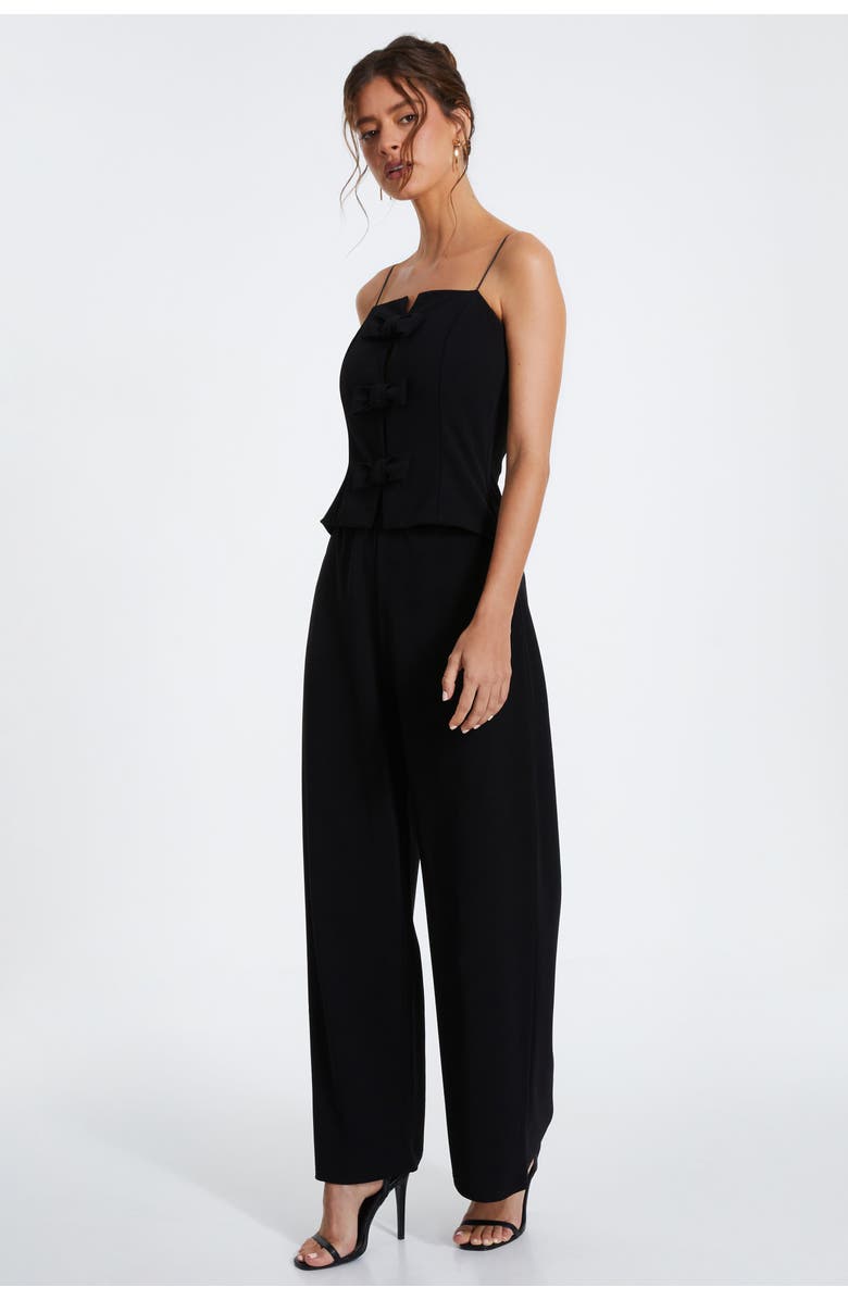 QUIZ Scuba Crepe Bow Front Jumpsuit, Alternate, color,