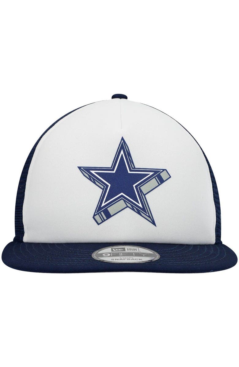 New Era Men's New Era White/Navy Dallas Cowboys Foam Trucker 9FIFTY Snapback Hat, Alternate, color, 