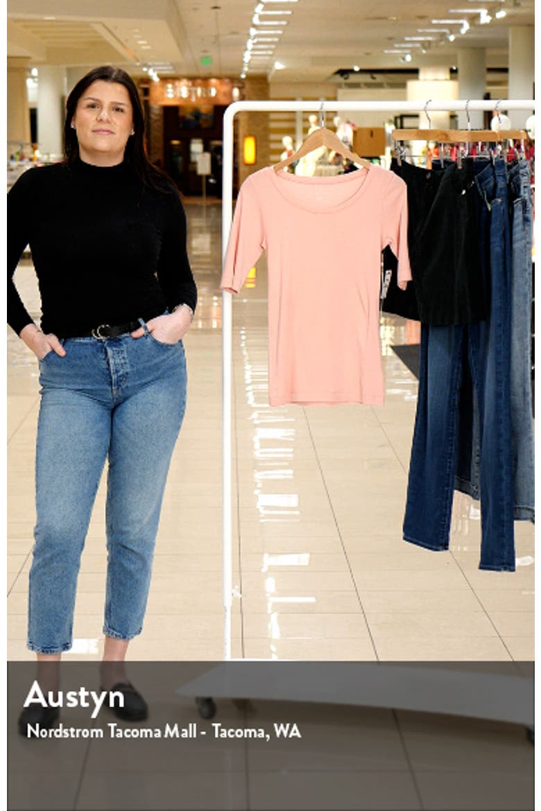 Ballet Neck Cotton & Modal Knit Elbow Sleeve Tee video