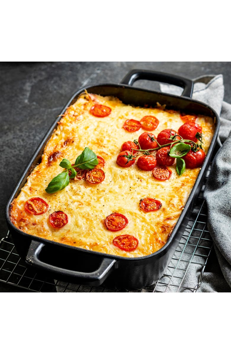 Alva Nori Enameled Cast Iron Backing Dish & Roasting Pan - 12x8, Alternate, color, Black