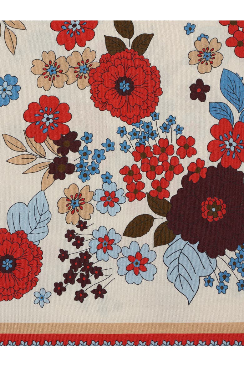 Siena Floral Print Silk Scarf, Alternate, color, Ecru