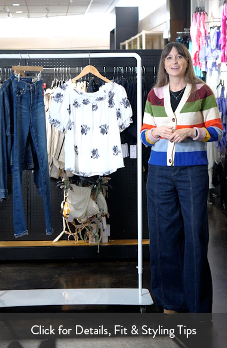 Floral Smocked Off the Shoulder Chiffon Top, sales video thumbnail