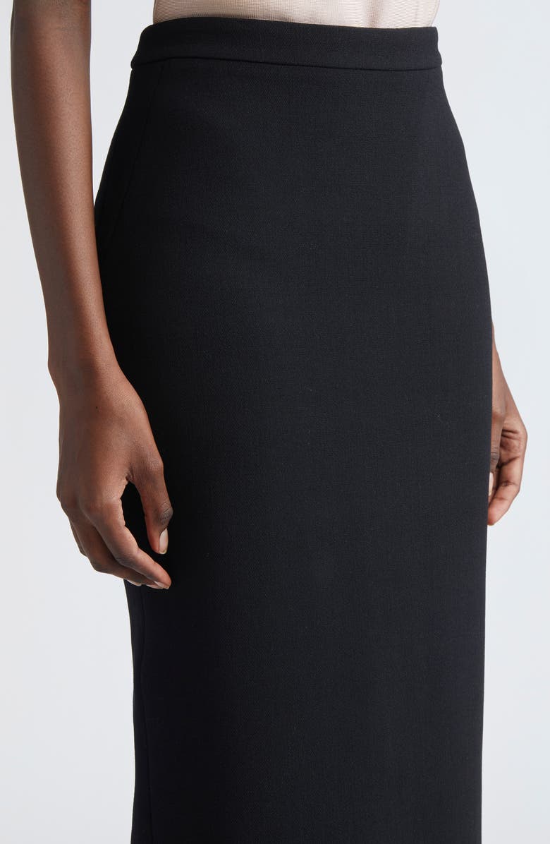 Givenchy Kickback Raw Edge Wool Blend Stretch Crepe Pencil Skirt, Alternate, color, Black