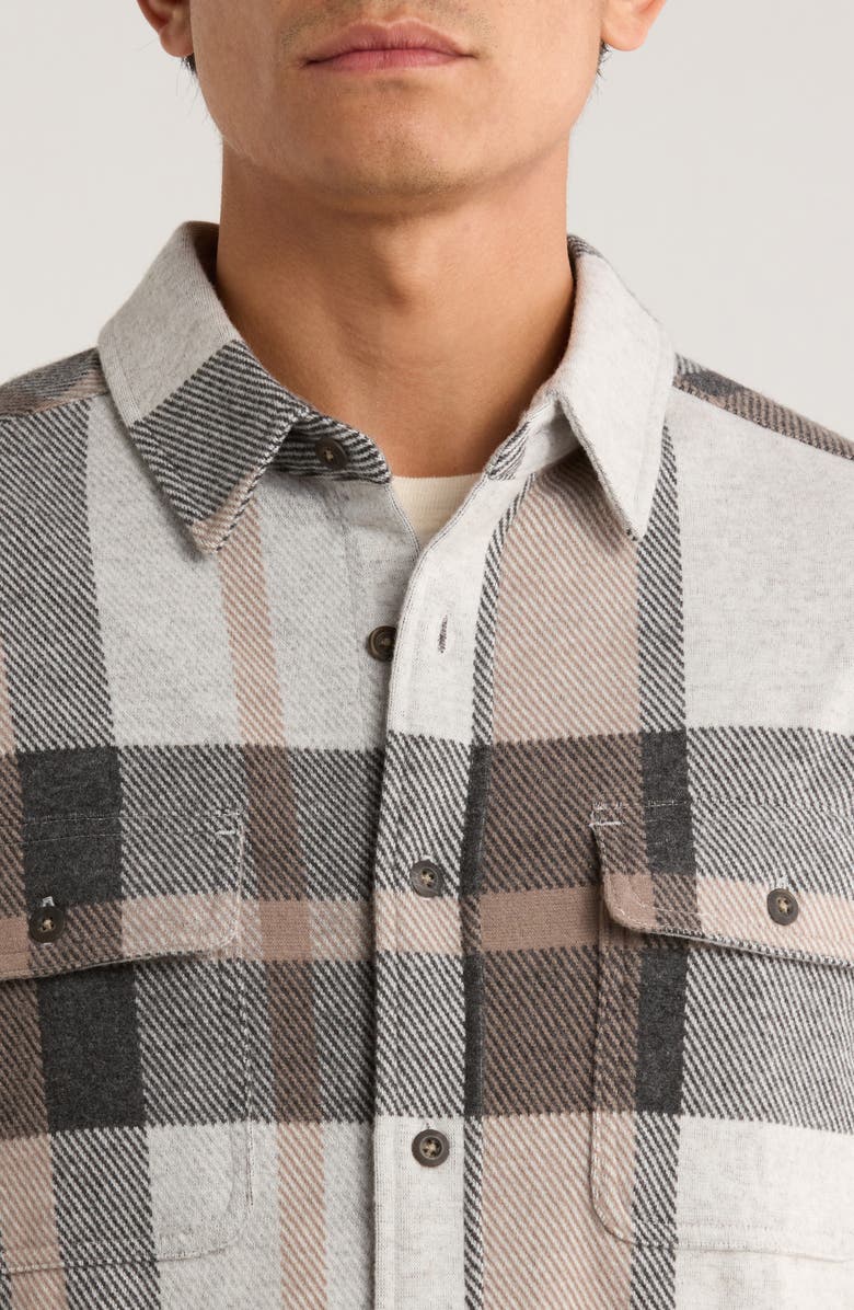 7 Diamonds Generation Plaid Stretch Flannel Button-Up Shirt, Alternate, color, Beige