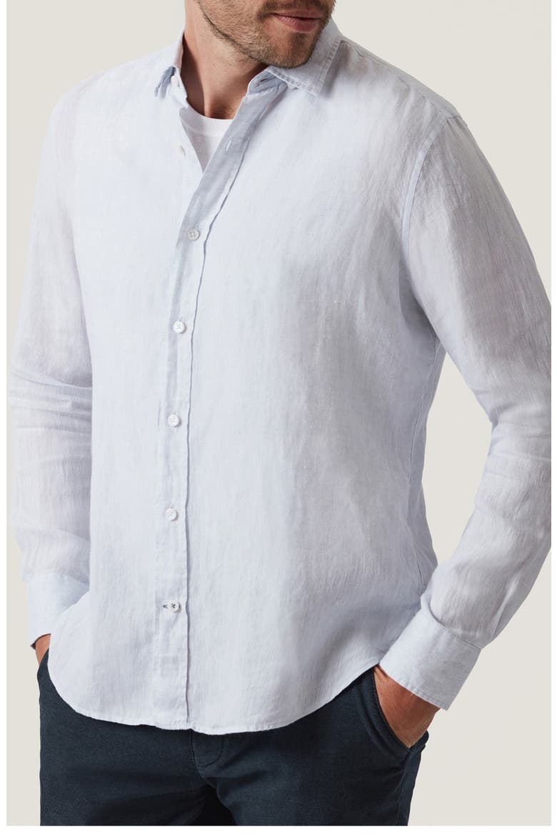 Regular Fit Linen Chambray Button-Up Shirt, Alternate, color, CHALK