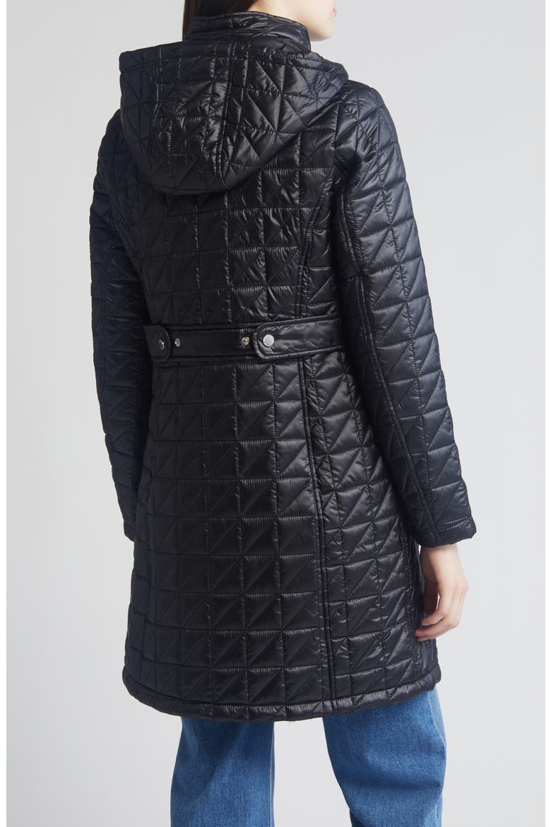 Box Quilt Hooded Coat, Alternate, color, BLACK
