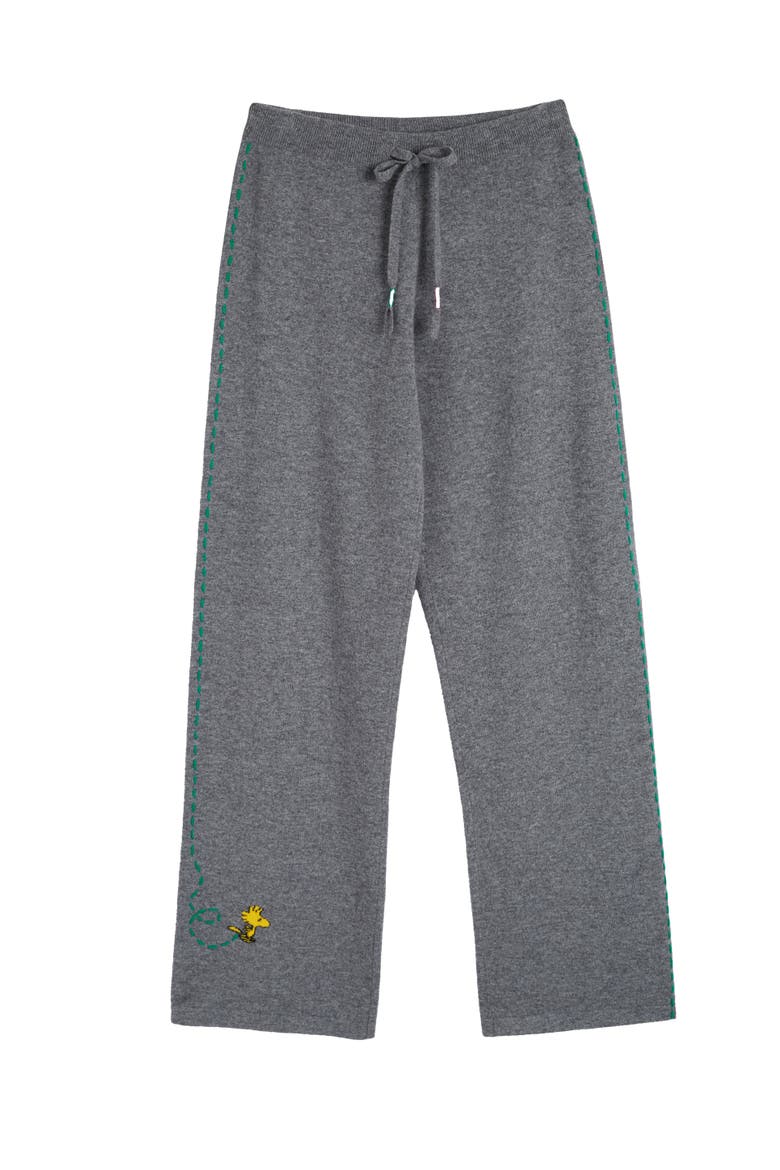 Wool-Cashmere Peanuts Stripe Wide Leg Track Pants, Alternate, color, Grey
