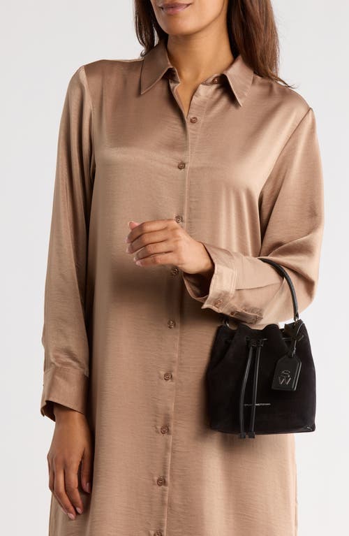 Stuart Weitzman Mini Rae Suede Bucket Bag In Black