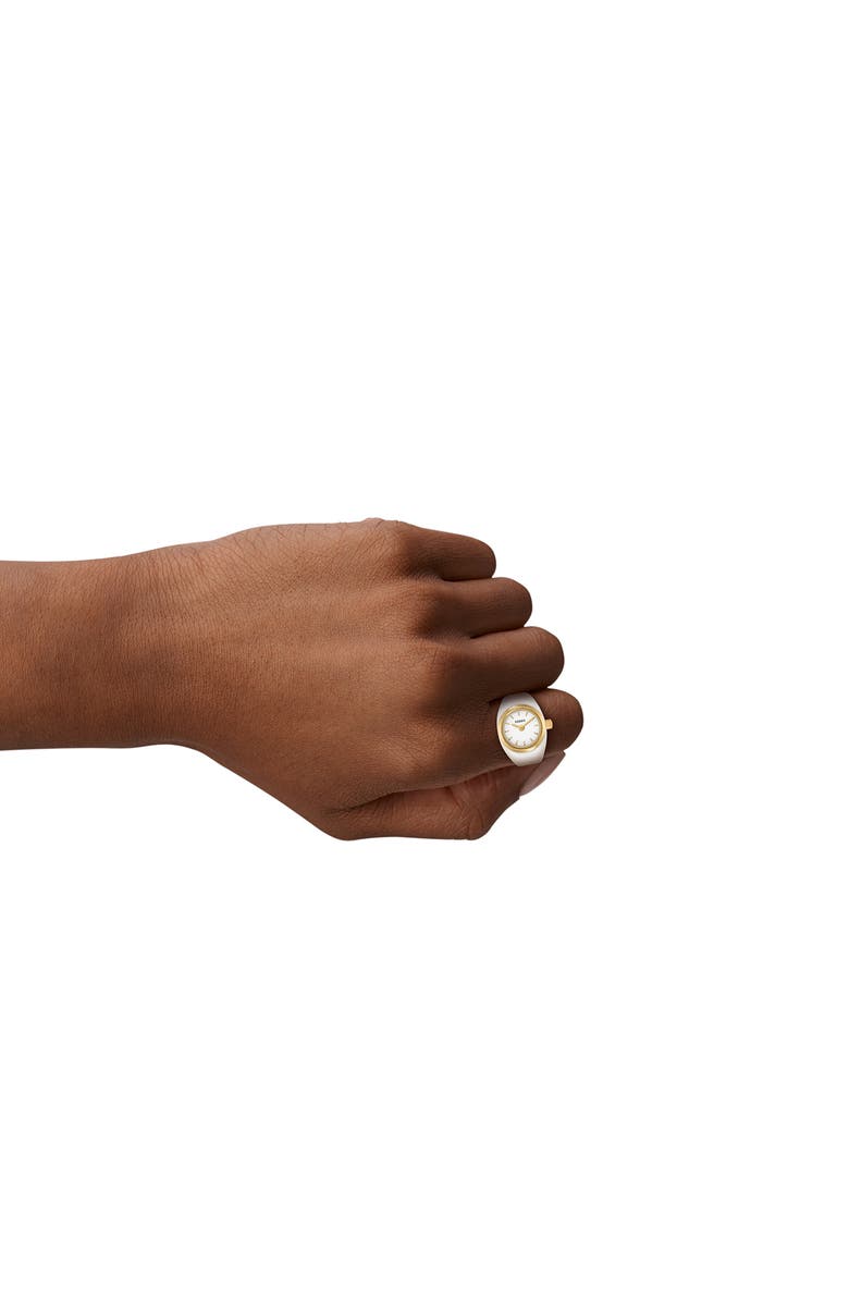 Fossil Glossy Enamel Ring Watch, 15mm, Alternate, color, White / Gold