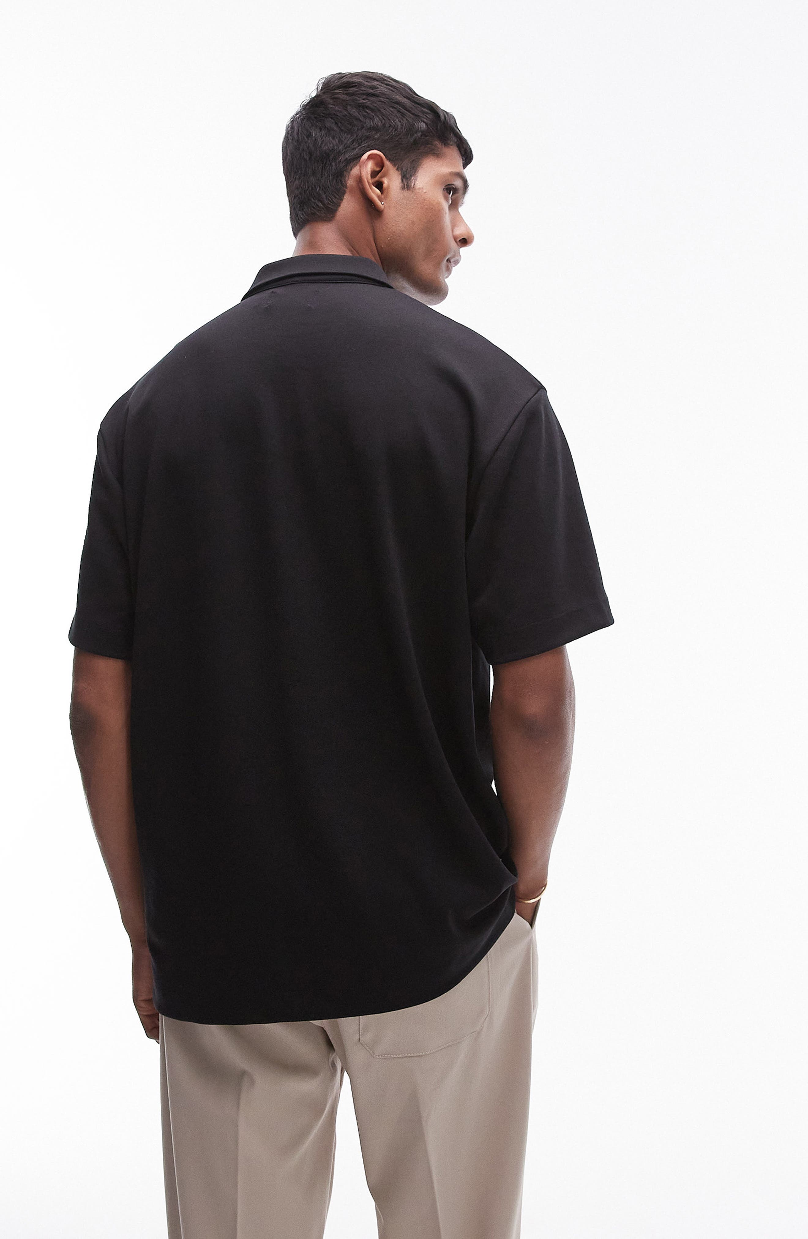 Topman Oversized Full Zip Jersey Shirt (Men) | Nordstromrack
