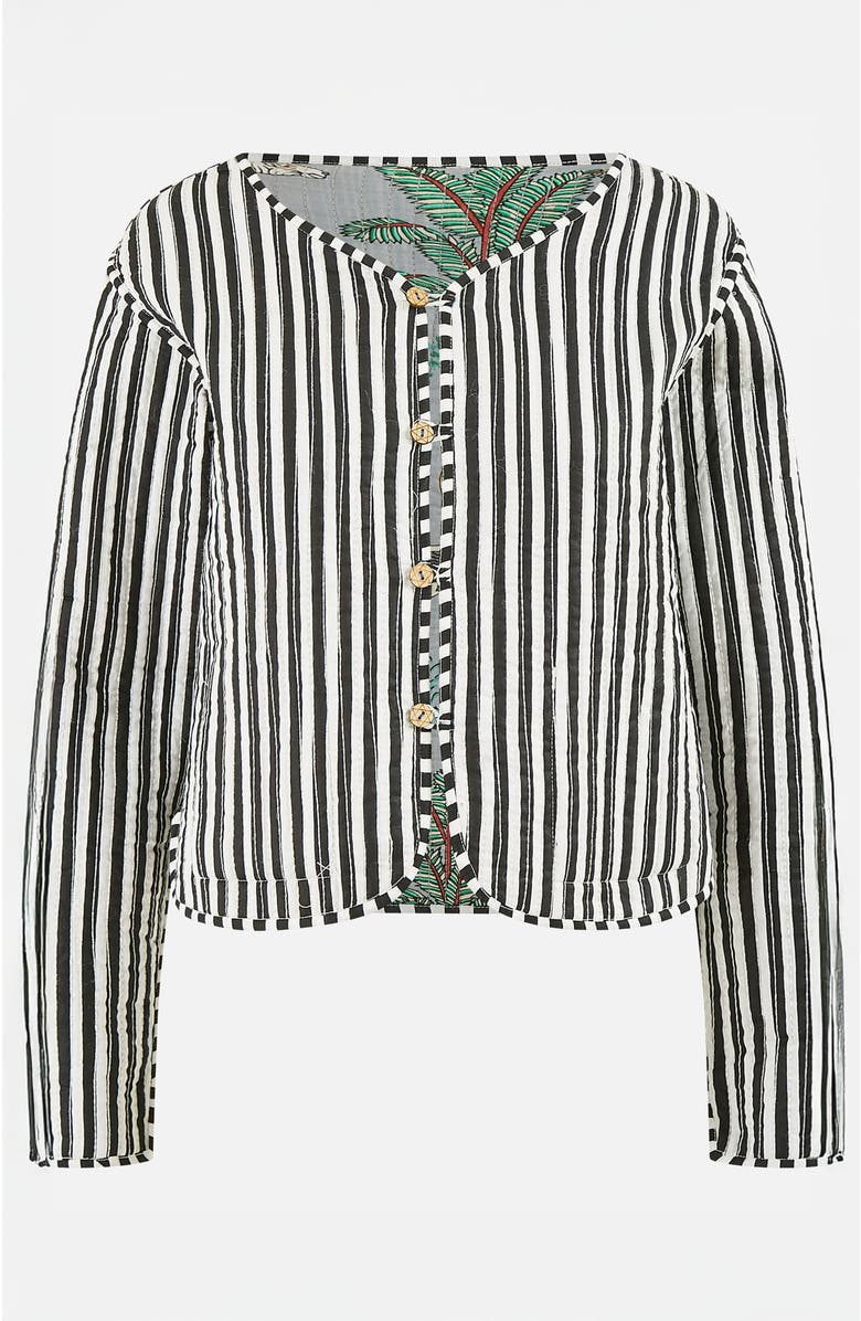 Yumi Animal Reversible Cropped Quilted Jacket, Alternate, color, Grey