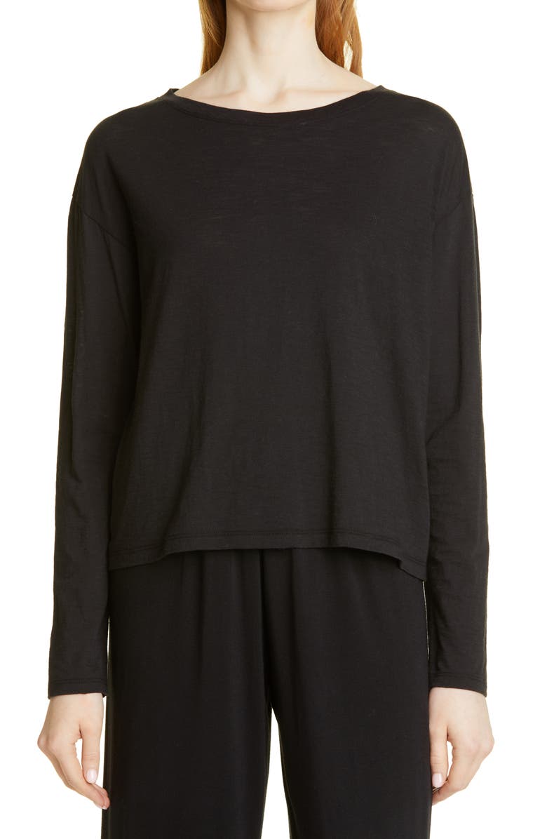 Vince Boxy Long Sleeve Cotton Crewneck Top, Main, color,