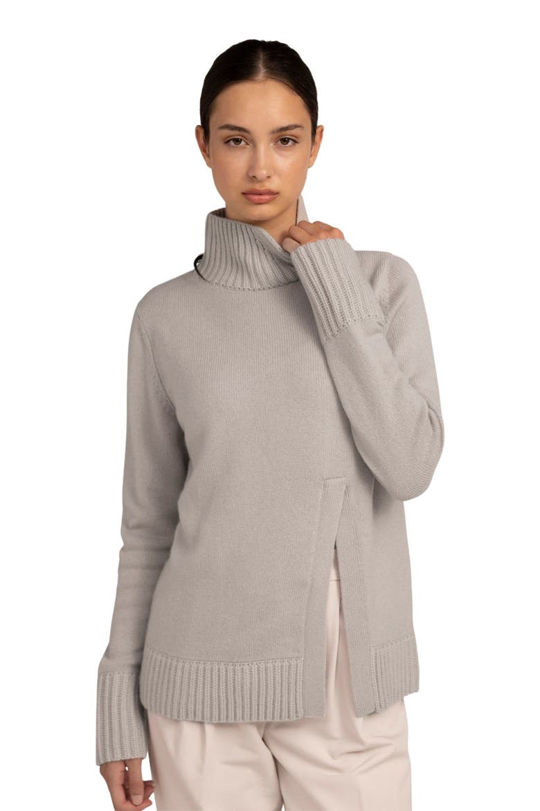 Cut-Out Cashmere Turtleneck, Alternate, color, chateau gray
