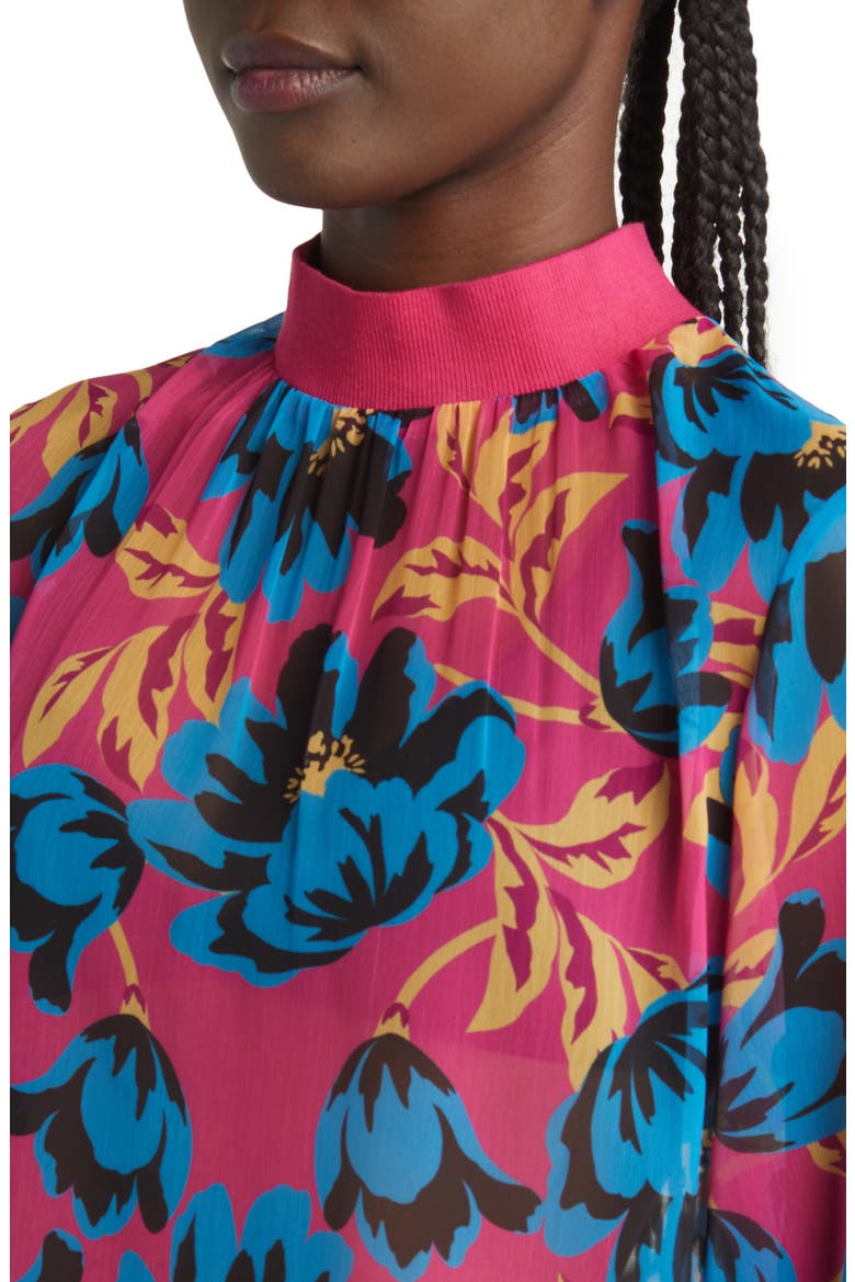 Eloise Floral Print Crinkled Blouse, Alternate, color, FUSCHIA BLUE JEWEL