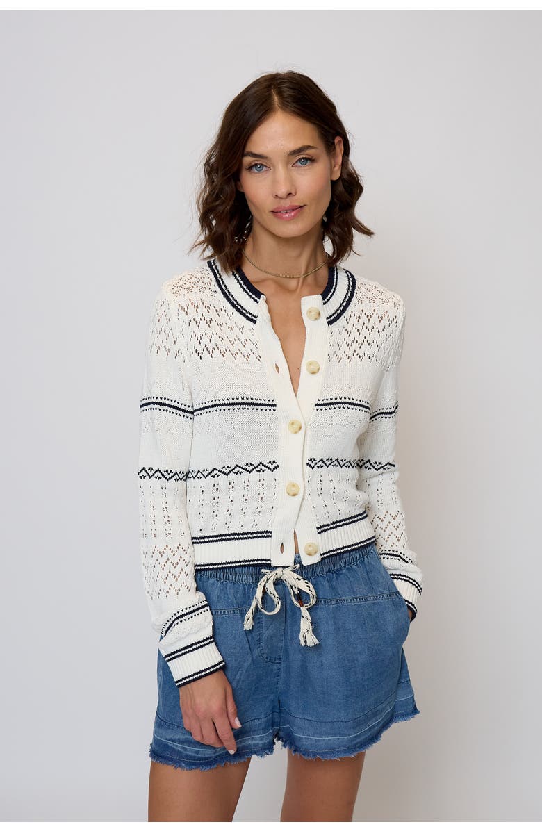 Central Park West Emanuel Nautical Stripe Cardigan, Main, color, 