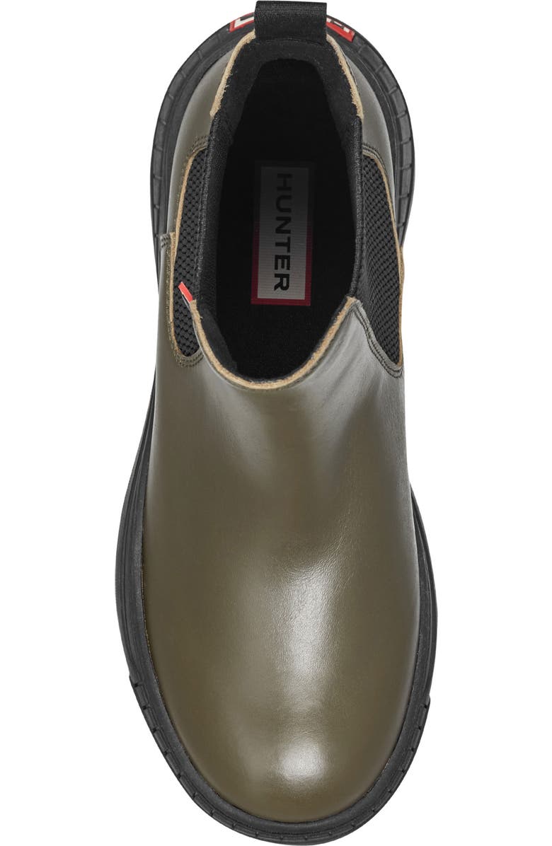 Hunter Neveah Slip-On Waterproof Chelsea Bootie, Alternate, color, Olive Green91896/Black/Black