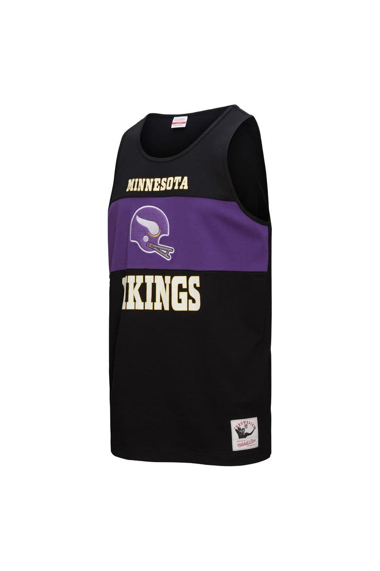 Men's Mitchell & Ness Black Minnesota Vikings Retro Colorblock Tank Top, Alternate, color, Black