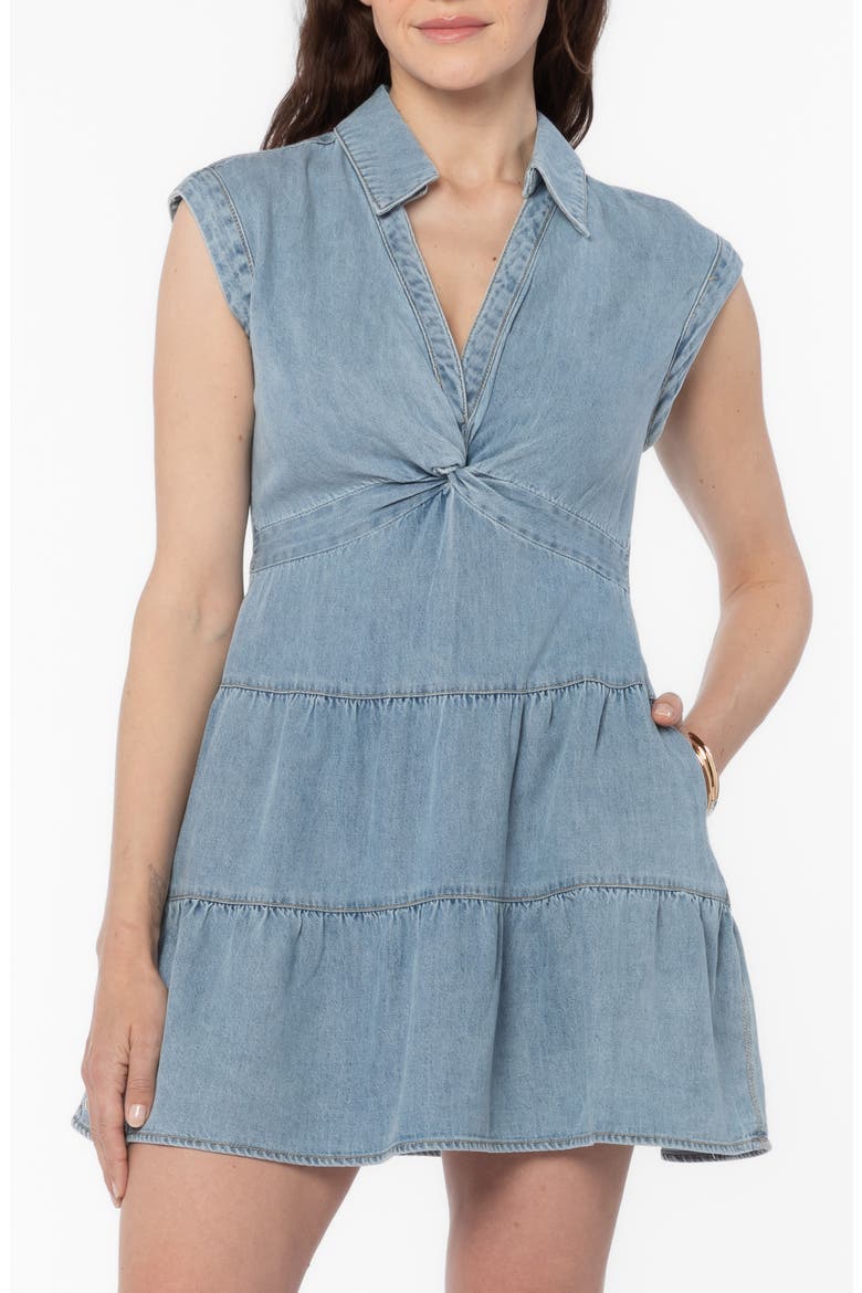 Fallon Twist Front Denim Minidress, Alternate, color, VINTAGE HAVANA