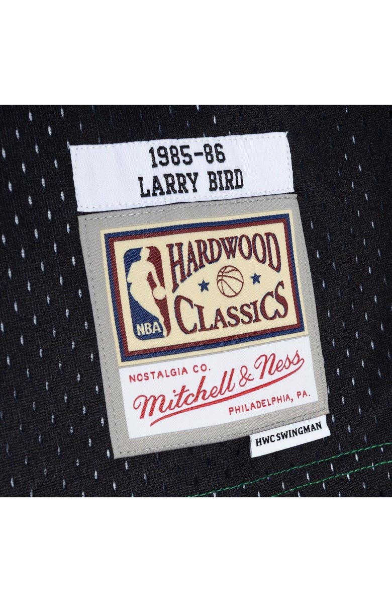 Mitchell & Ness Men's Mitchell & Ness Larry Bird Black/Kelly Green Boston Celtics Hardwood Classics 1985/86 Split Swingman Jersey, Alternate, color,