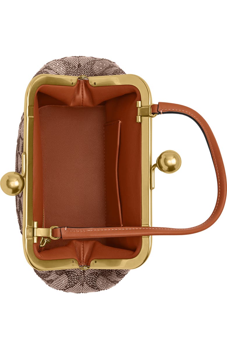 COACH Crystal Signature Jacquard Frame Clutch, Alternate, color,