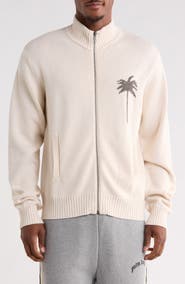 Palm Angels Palm Tree Cotton & Wool Zip Cardigan