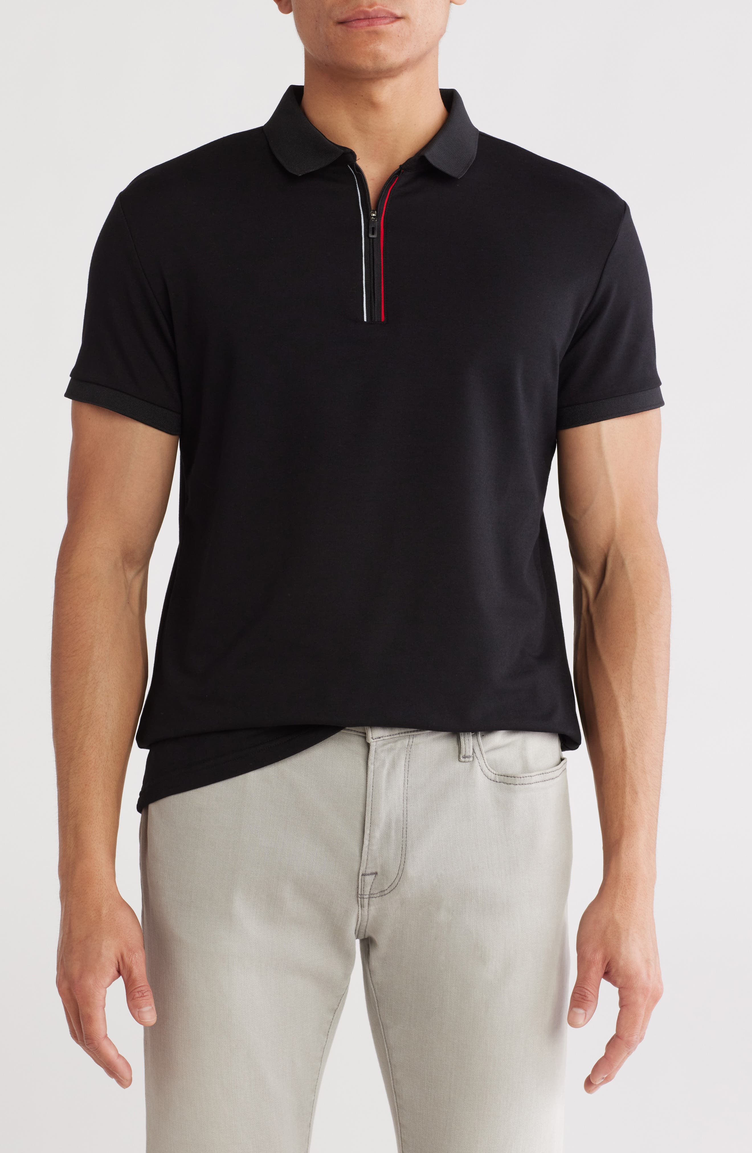 T.R. PREMIUM Slim Fit Stretch Zip Polo