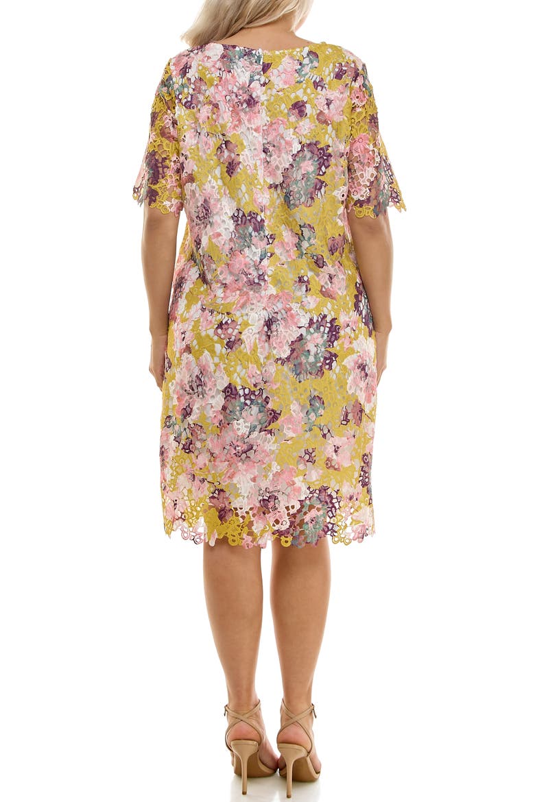 Elbow Sleeve Lace Dress, Alternate, color, MOSS MULTI