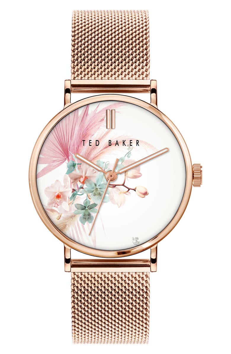 Ted Baker London Phylipa Serendipity Mesh Strap Watch, 37mm, Main, color,