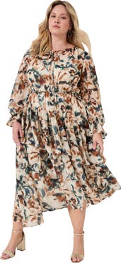 June + Vie Tiered Pleated Midi Dress