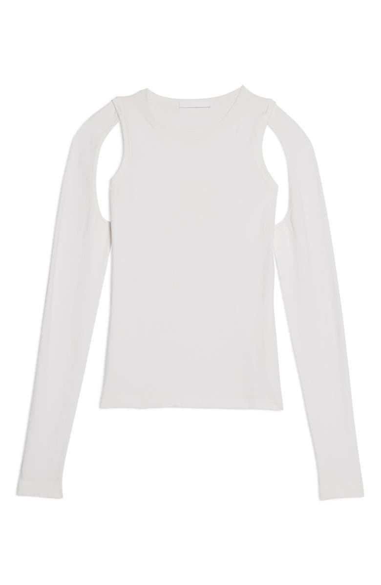 Helmut Lang Cotton Shoulder Cutout Sweater, Alternate, color, Optic White