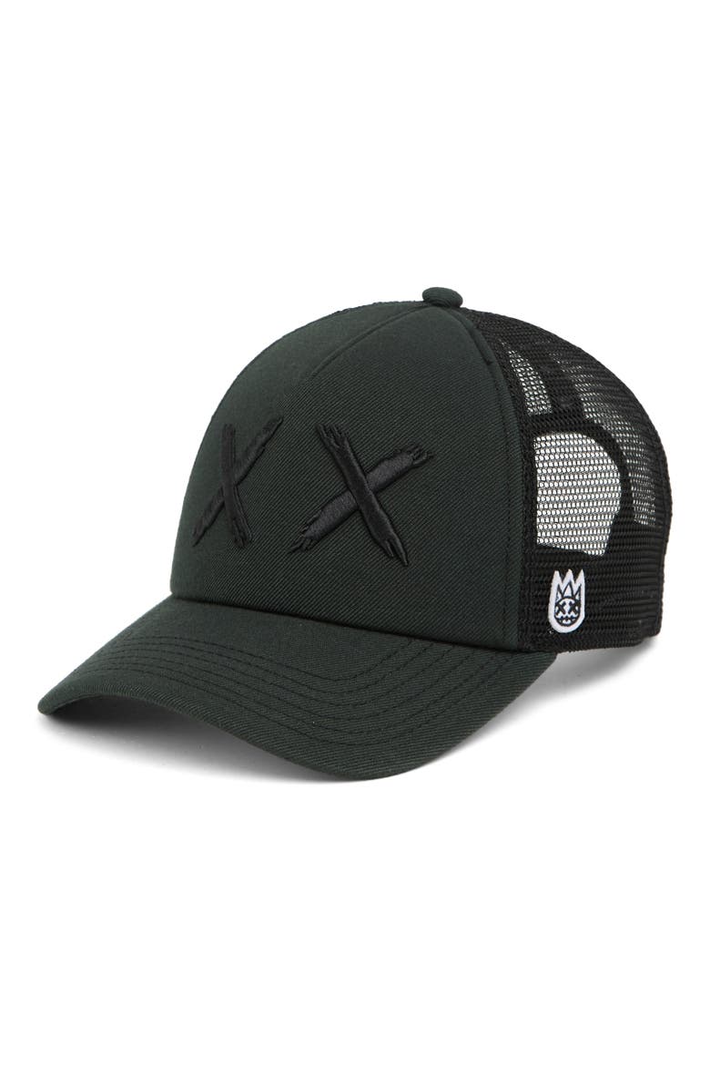 Embroidered Mesh Back Trucker Cap, Main, color, BLACK