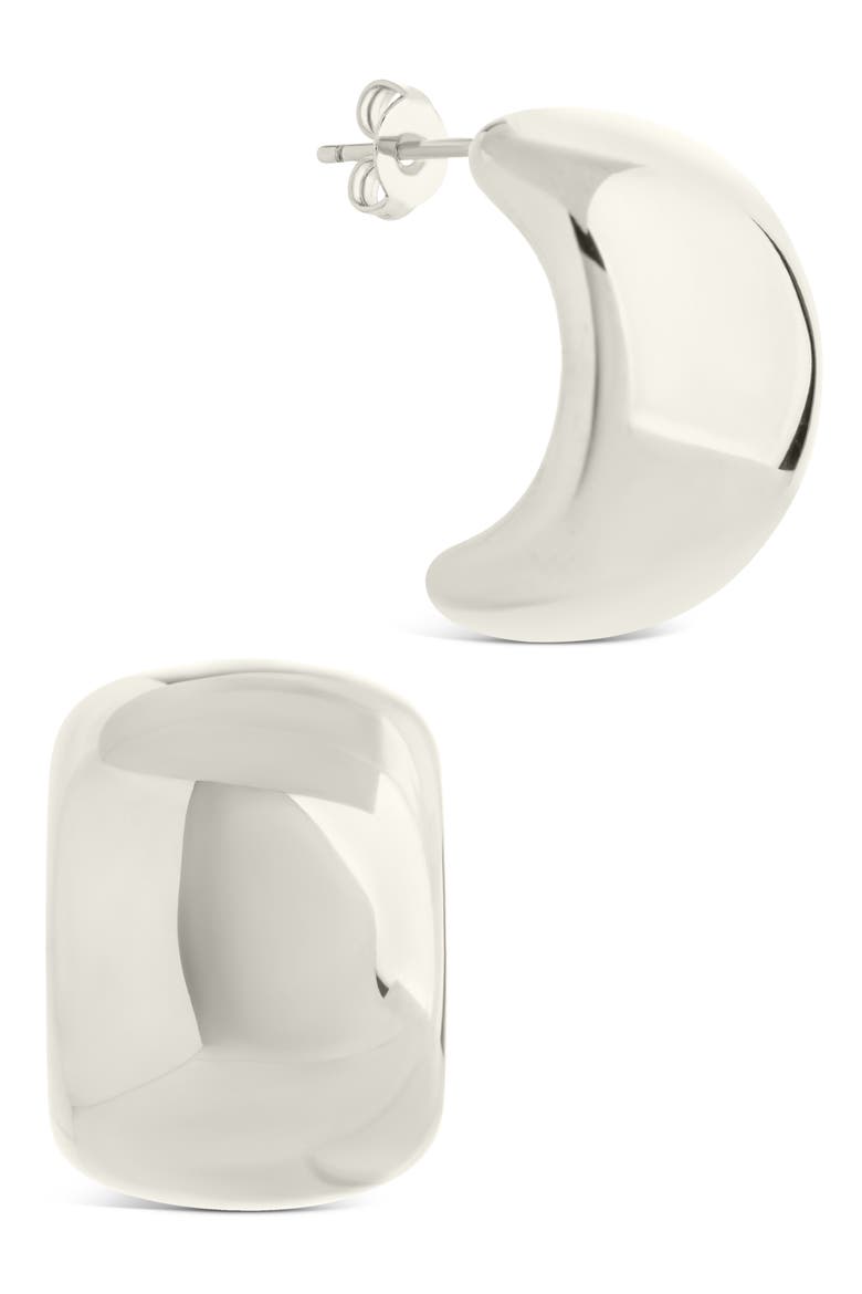 Noelle Half Hoop Earrings, Main, color, SILVER
