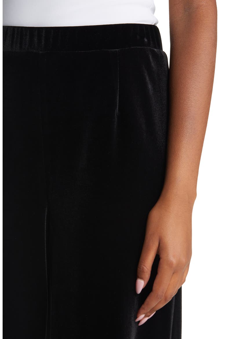 Pull-On Wide Leg Velvet Pants, Alternate, color, BLACK