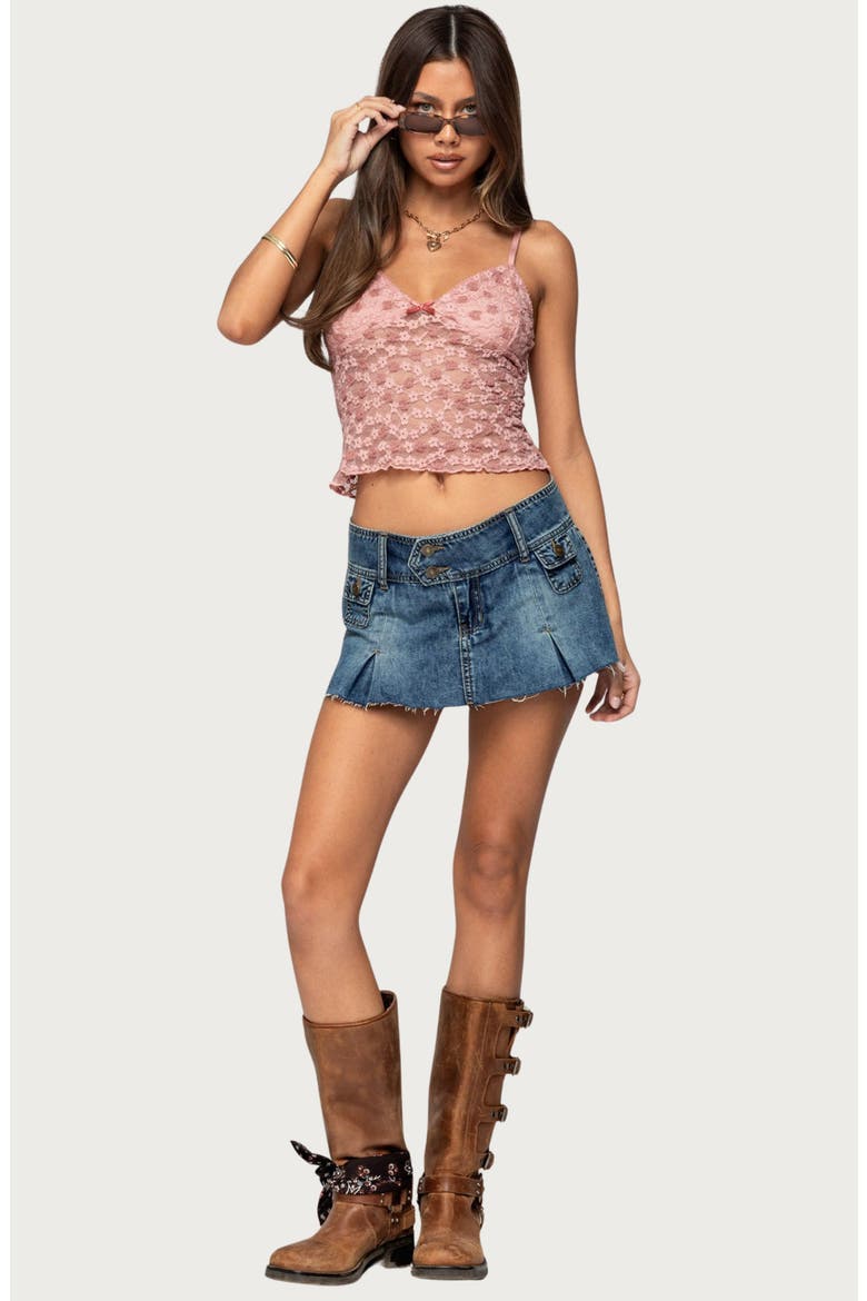 Floral Lace Semisheer Camisole, Alternate, color, PINK