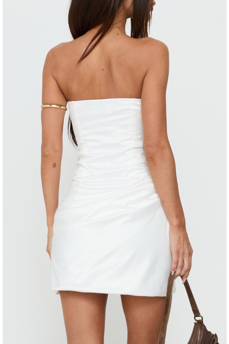 Annibella Ruched Strapless Minidress, Alternate, color, WHITE