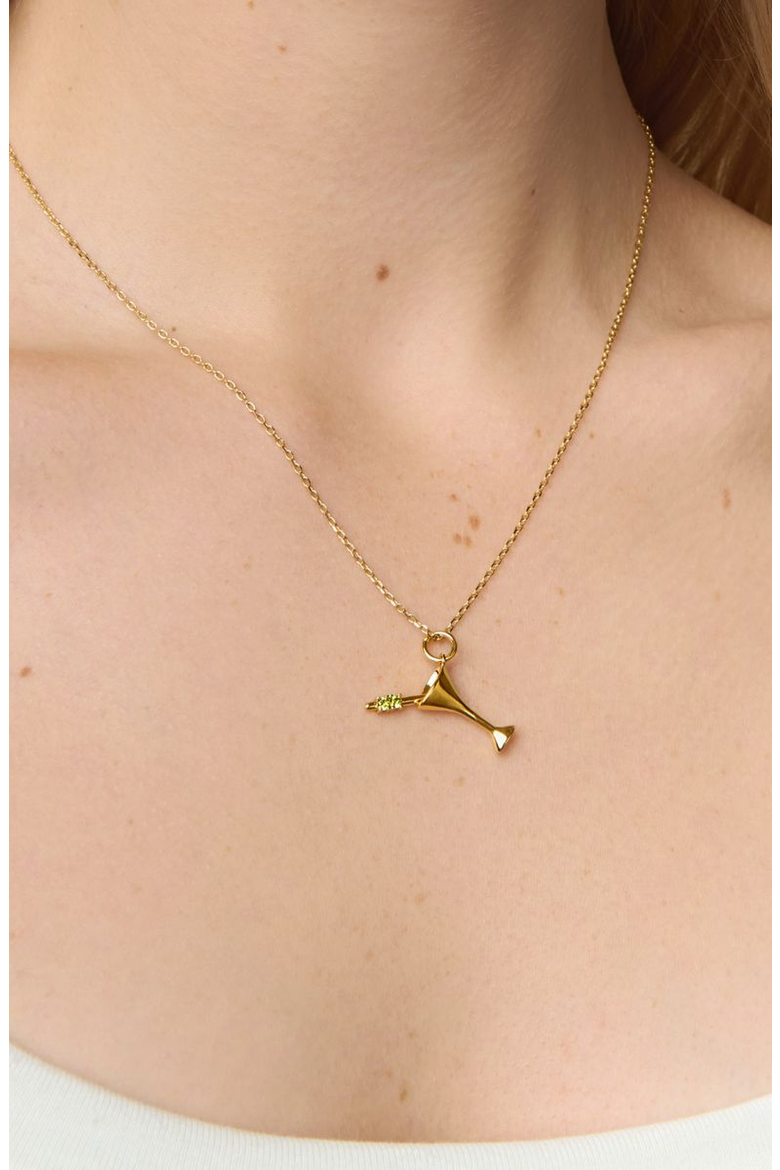 Martini Charm Necklace, Alternate, color, Gold