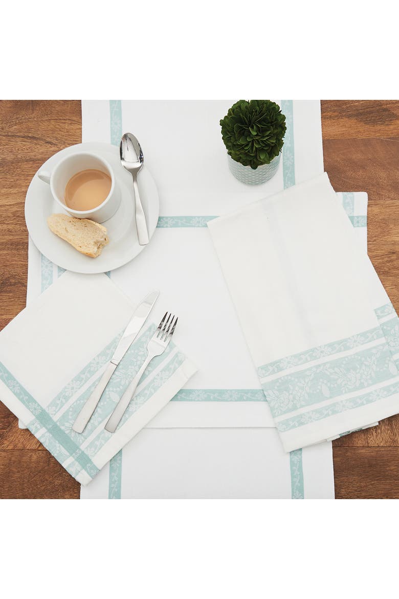 Rose Trellis Jacquard Sea Glass Table Runner 13" x 72", Alternate, color, Green