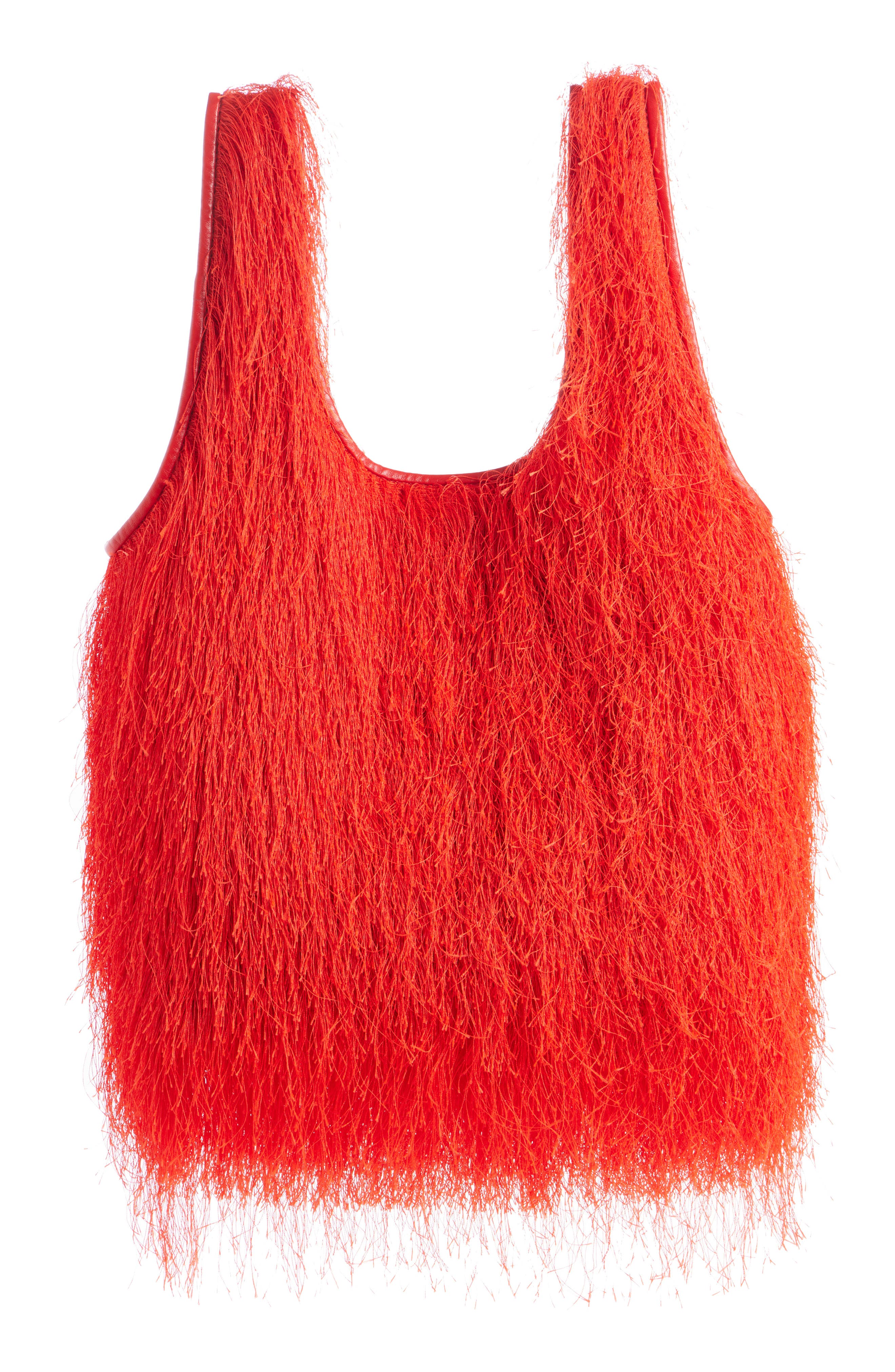 Dries Van Noten Marche Fringe Tote, Alternate, color, 352 Red