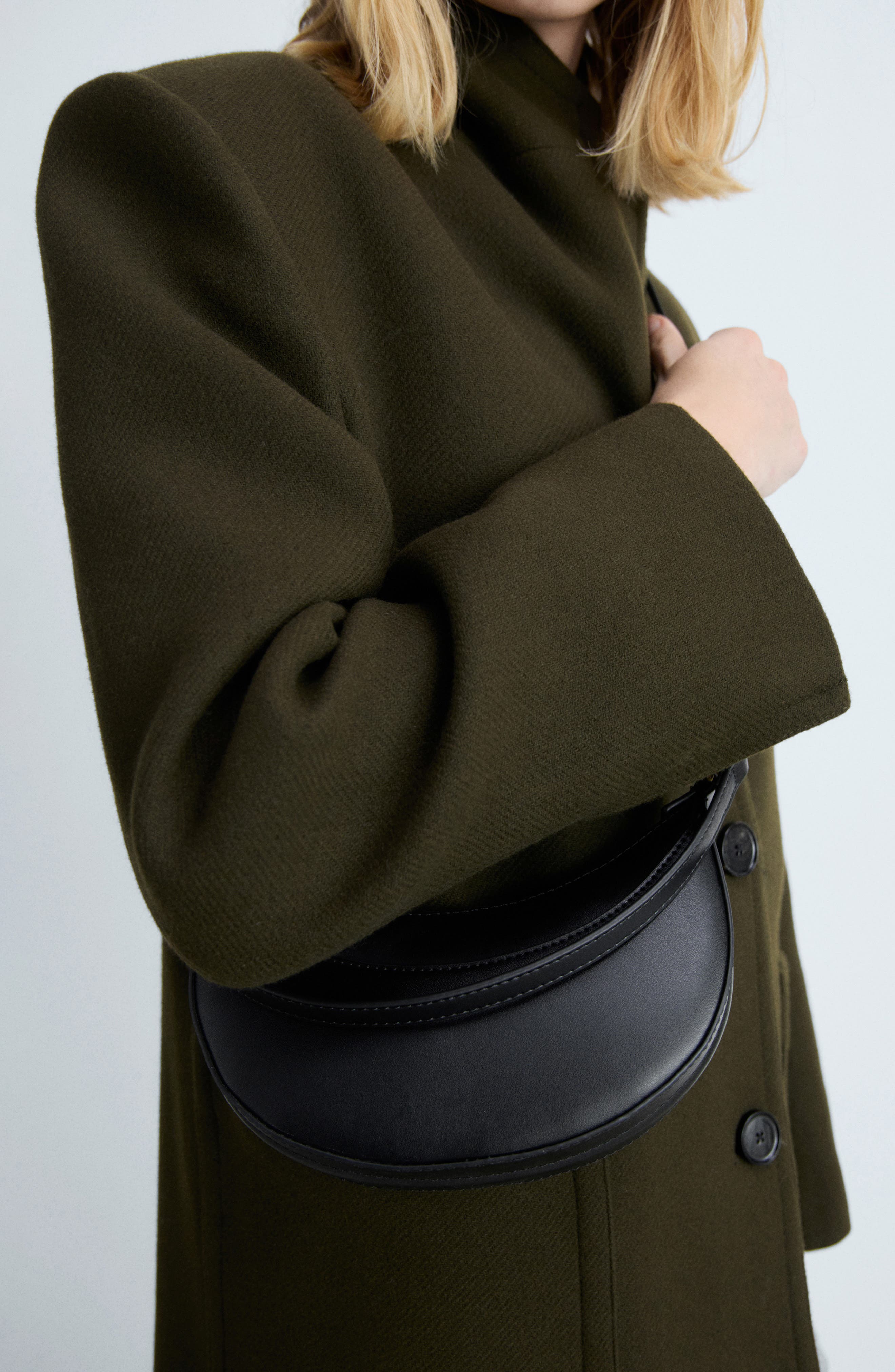 MANGO Oval Faux Leather Shoulder Bag, Alternate, color, 