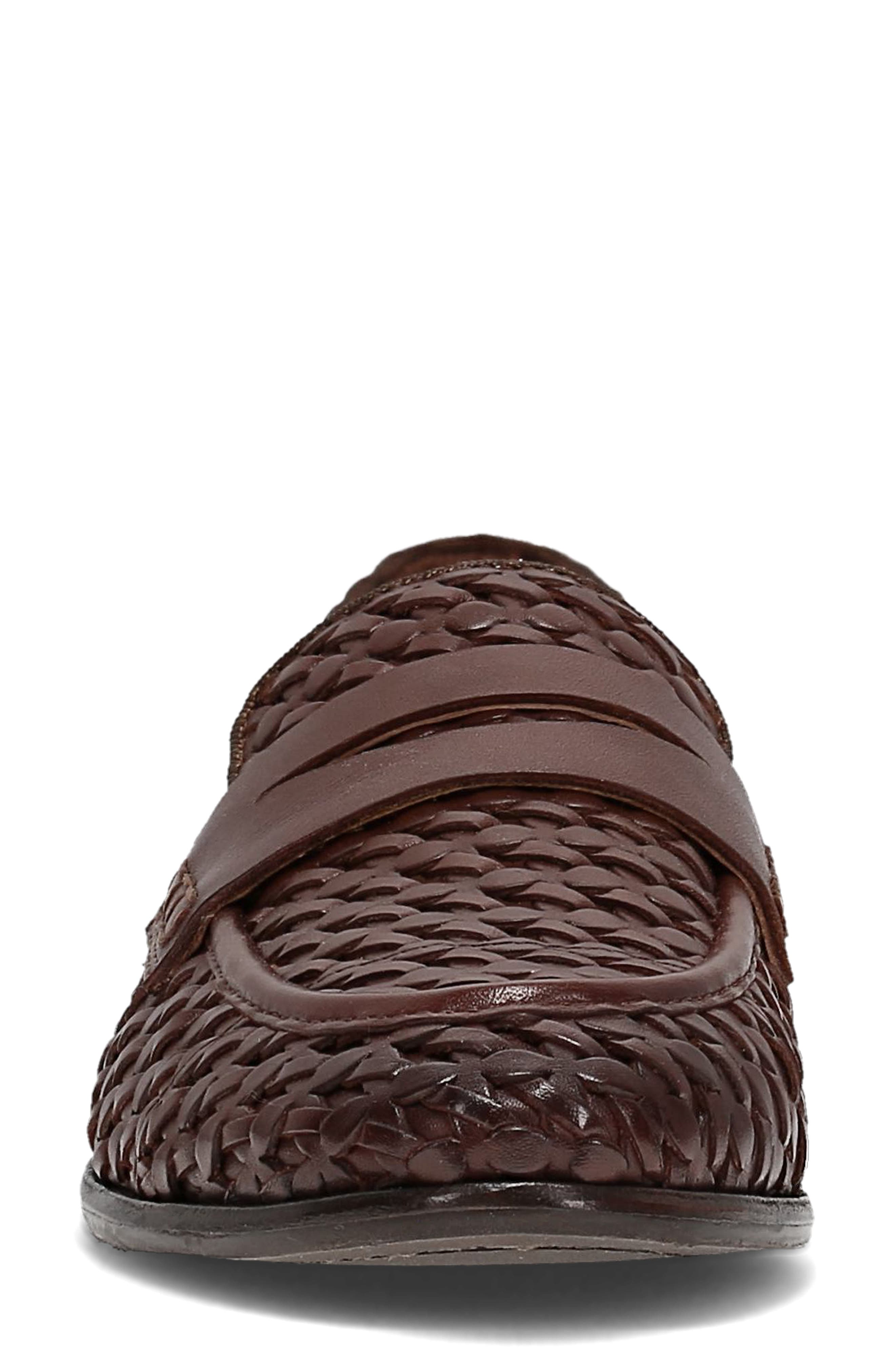 Frye Faith Woven Penny Loafer, Alternate, color, Dark Brown