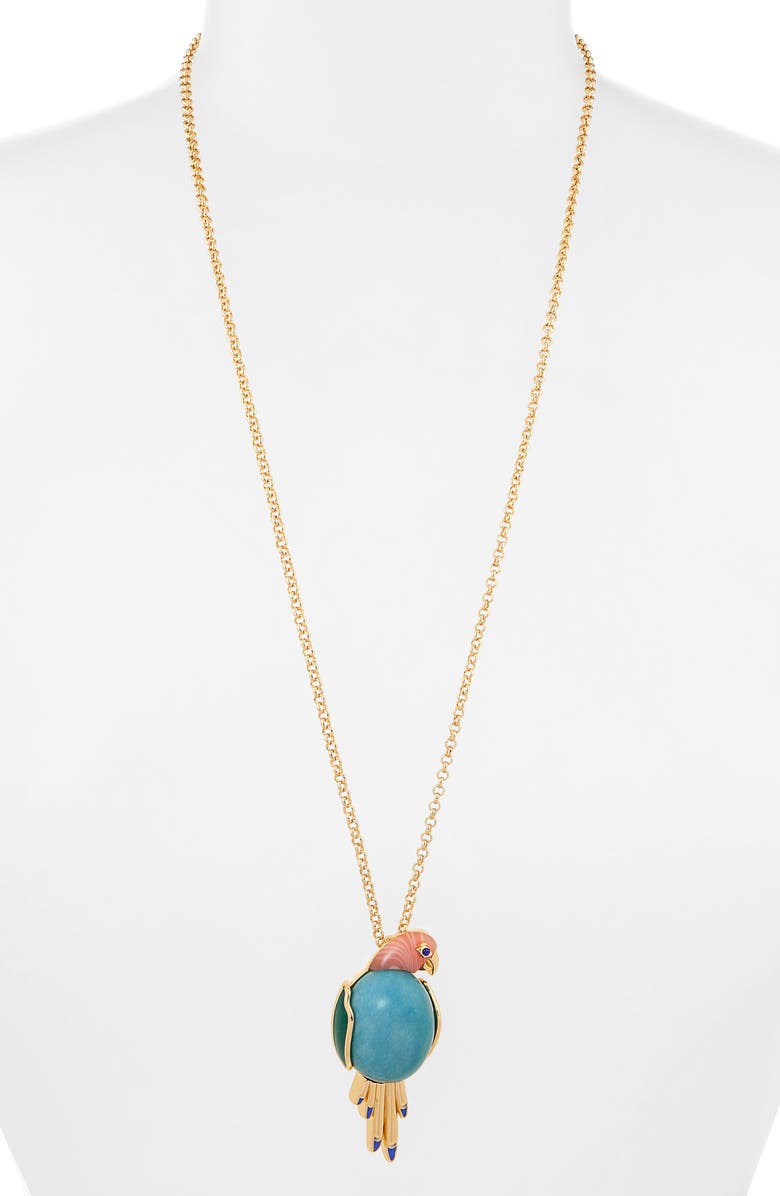 Lele Sadoughi Eileen Parrot Convertible Brooch & Pendant Necklace, Alternate, color, Clementine Turquoise
