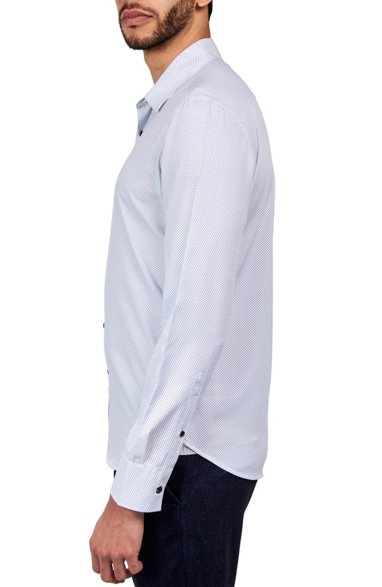 CONSTRUCT Slim Fit Micro Dot 4-Way Stretch Performance Button-Up Shirt, Alternate, color, White