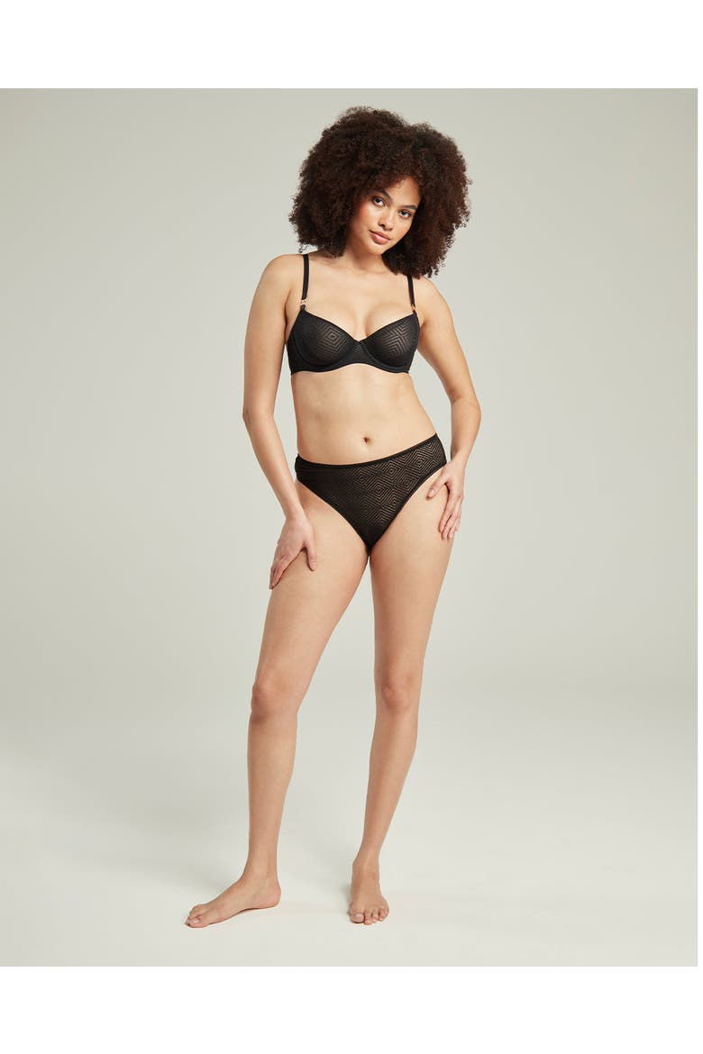 The Sheer Deco High Leg Brief - 3 Pack, Main, color, Black